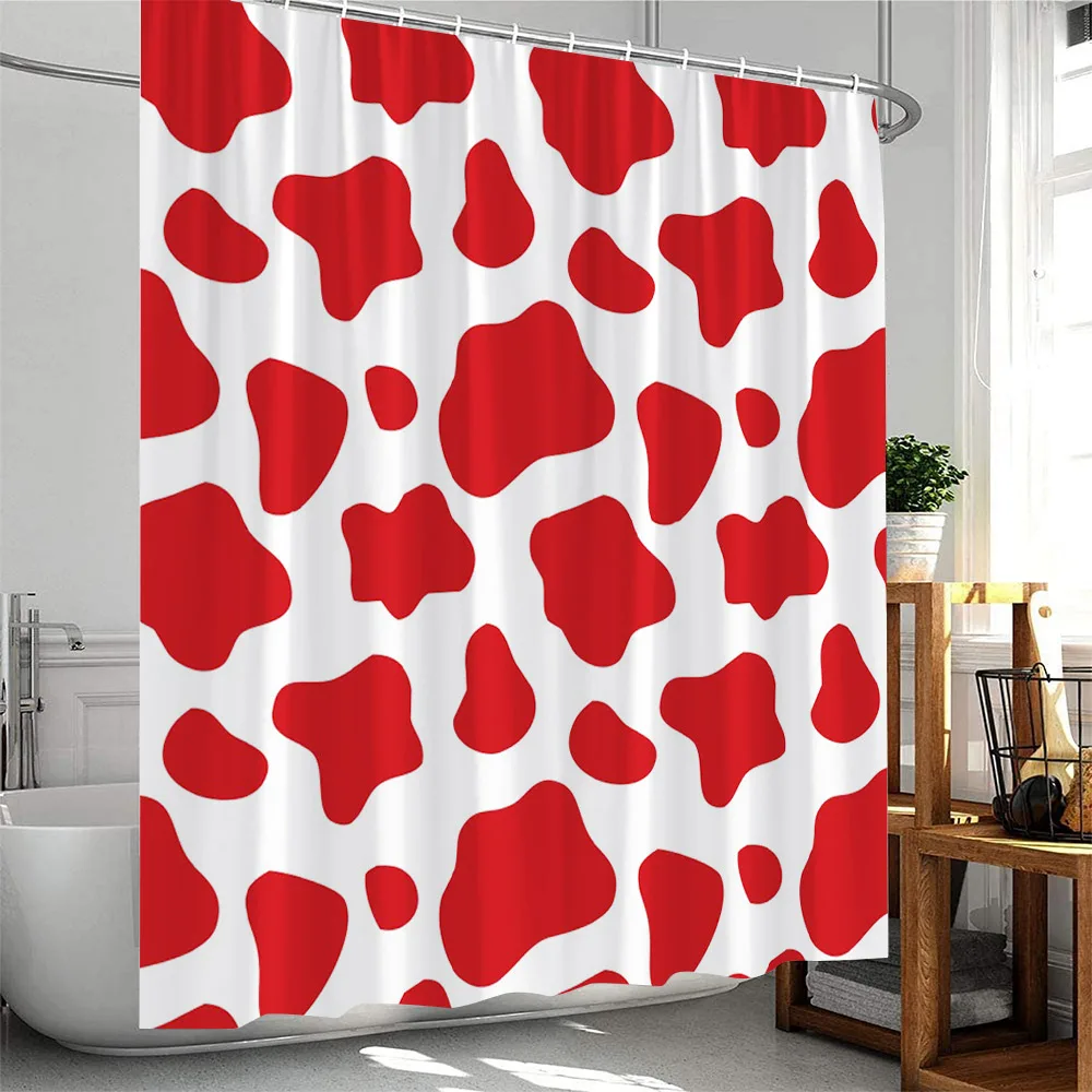 Cow Pattern Colorful Shower Curtain Black Yellow Red Pink Bathroom Decor Modern Minimalist Polyester Fabric Bathtub Curtain