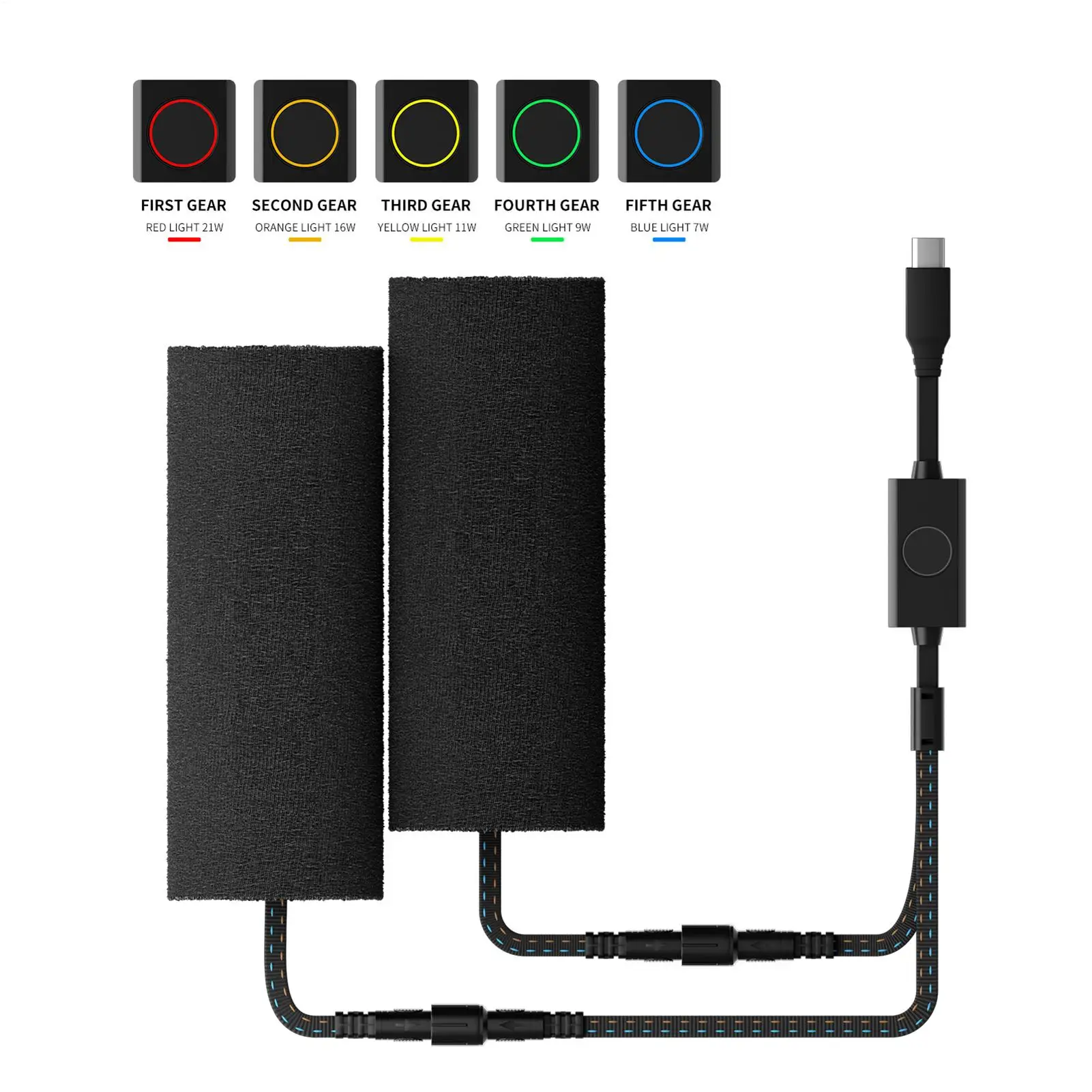 

5V 3A Motorcycle Heated Handgrips 5 Gear type-c Warmer Electric Heated Grip Cover Anti Vibration Anti Slip Fast Heating Kits ﻿