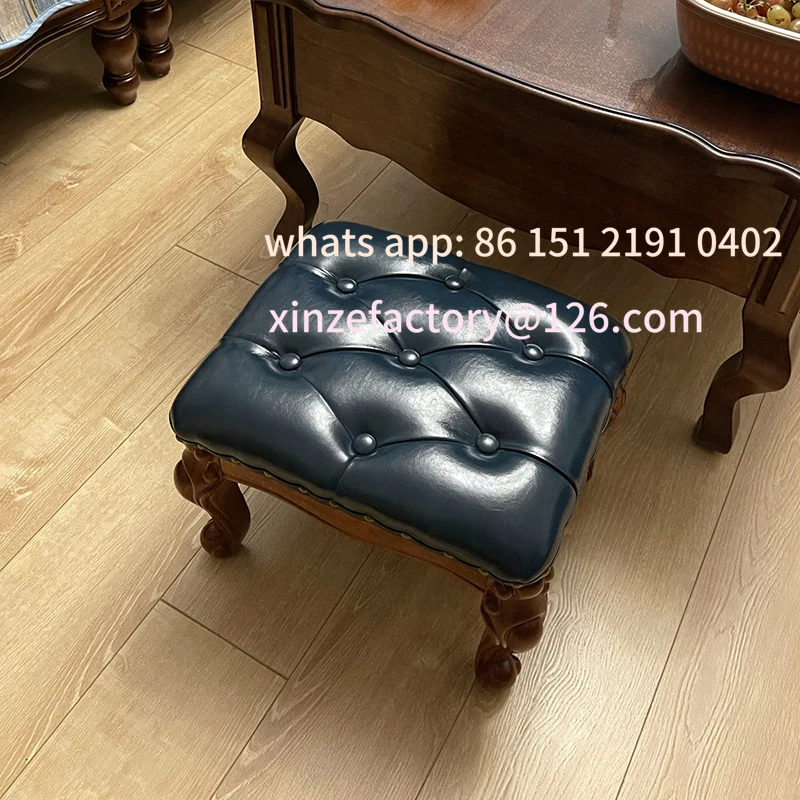 

Customizable litego drewna, amerykański stołek skórzany, siedzisko rekreacyjne, meble nordyckie, podnóżek, stołek na bu