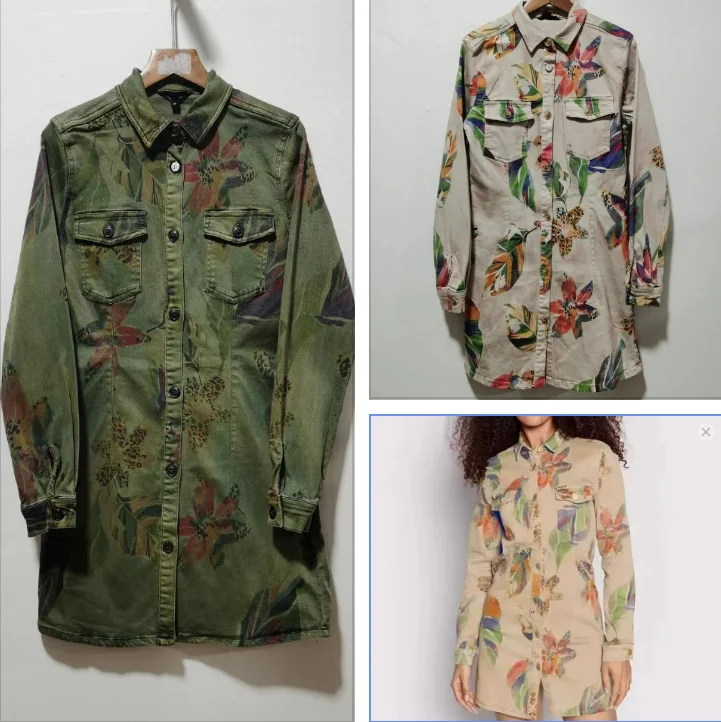 

Испанская весенне-осенняя новая эластичная тонкая куртка-рубашка средней длины с принтом для экспорта оригинального заказа