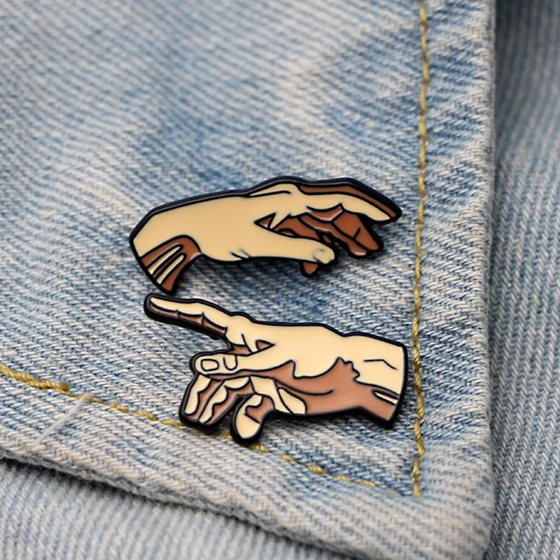 Wholesale P3799 Dongmanli Fashion Enamel Pin Collection The Creation of Adam Brooche Art Lapel Pin Badge Jewelry Gift for Friend