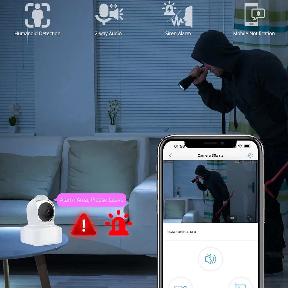 屋内スマートホームセキュリティカメラ,wifi,4mp,wifi,ptz,双方向オーディオ,人間追跡,ワイヤレス,ペット,camhiアプリケーション,IP