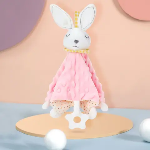 Comforter Baby Security Soothing Towel Silicone Teether Stuffed Animal Newborn Saliva Towel Soft Adorable Soothing Doll Towel