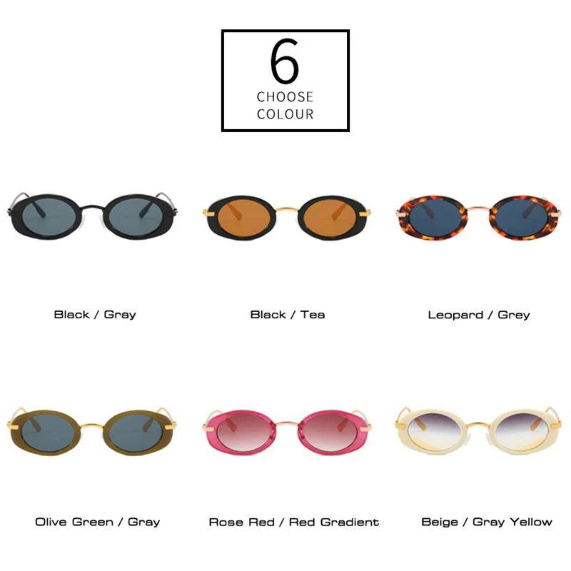 SO&EI Retro Small Oval Women Luxury Sunglasses Fashion Punk Men Trending Gradient Sun Glasses Shades UV400