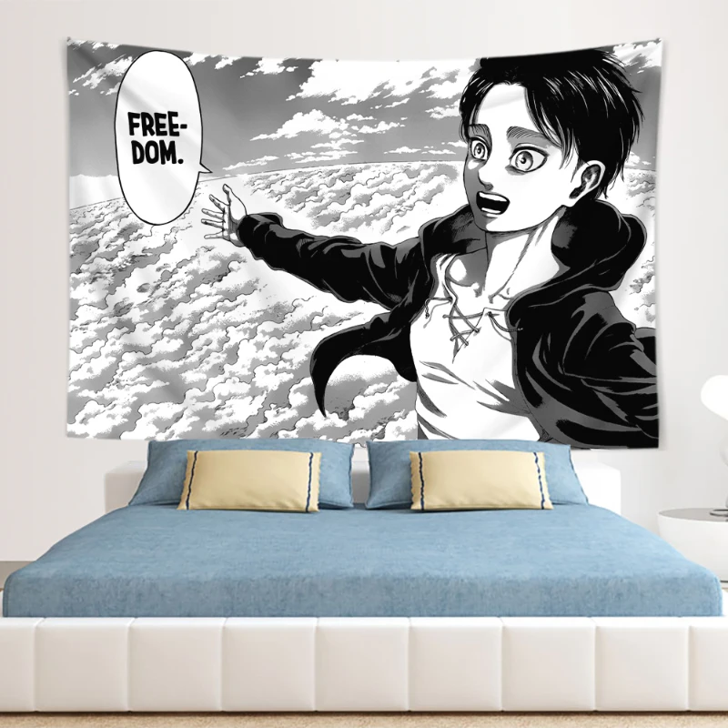 Eren Yeager Freedom Manga Poster Wall Art Kawaii Anime Attack On Titan Print Canvas Gallery Wraps Ready To Hang Decor Tapestry