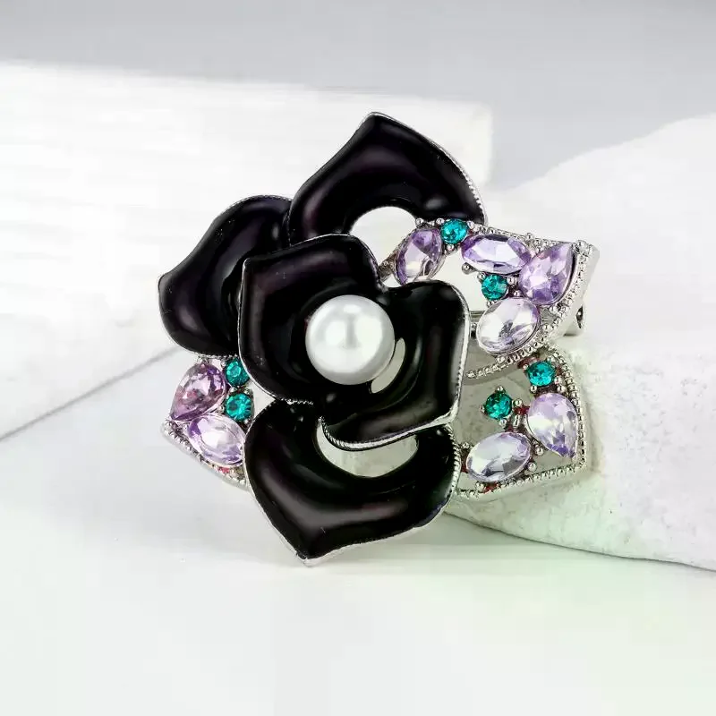 Fashion Hollowed Out Pearl Camellia Brooches For Woman Clothing Coat Accessories Gifts