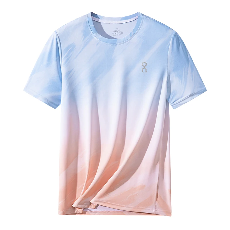

Ice Silk ort Sve round Ne T-irt Men's Base irt Outdoor Fitn Running Training Casual Breathable Qui Dry Hanfu