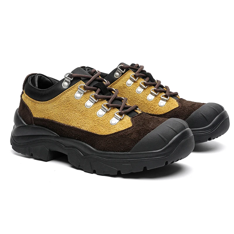 

Мужские коричнево-желтые замшевые кроссовки для походов с толстой нескользящей подошвой, для активного отдыха и повседневной носки, новинка 2026 года