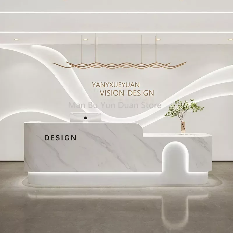 

Dhome Counter Luxurious Office Desk Reception Modern Promotional Table Cafe Luxury Salon Bar Beauty Front Retail Showcase Home