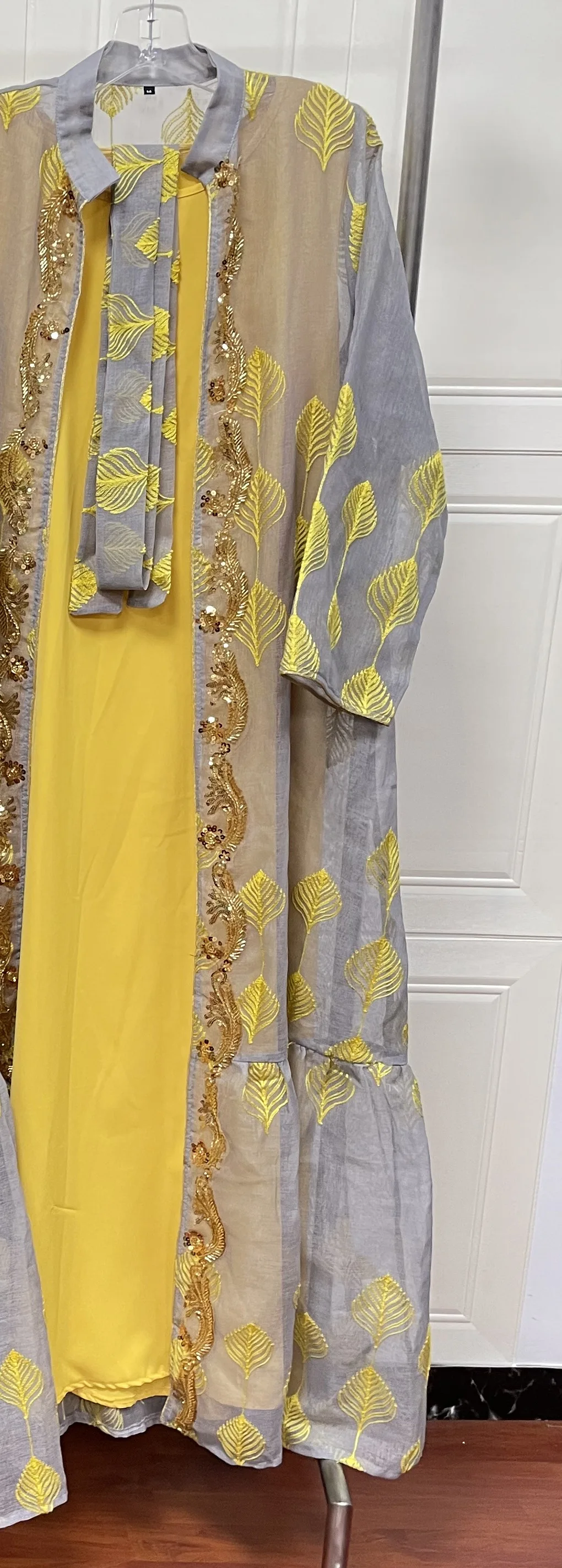 Musilin New Women's Fashion Saudi Fashion Mesh Embroidered Robe Two-piece Set Dubai Belt Ramadan Dubai Luxury Islam Elegant