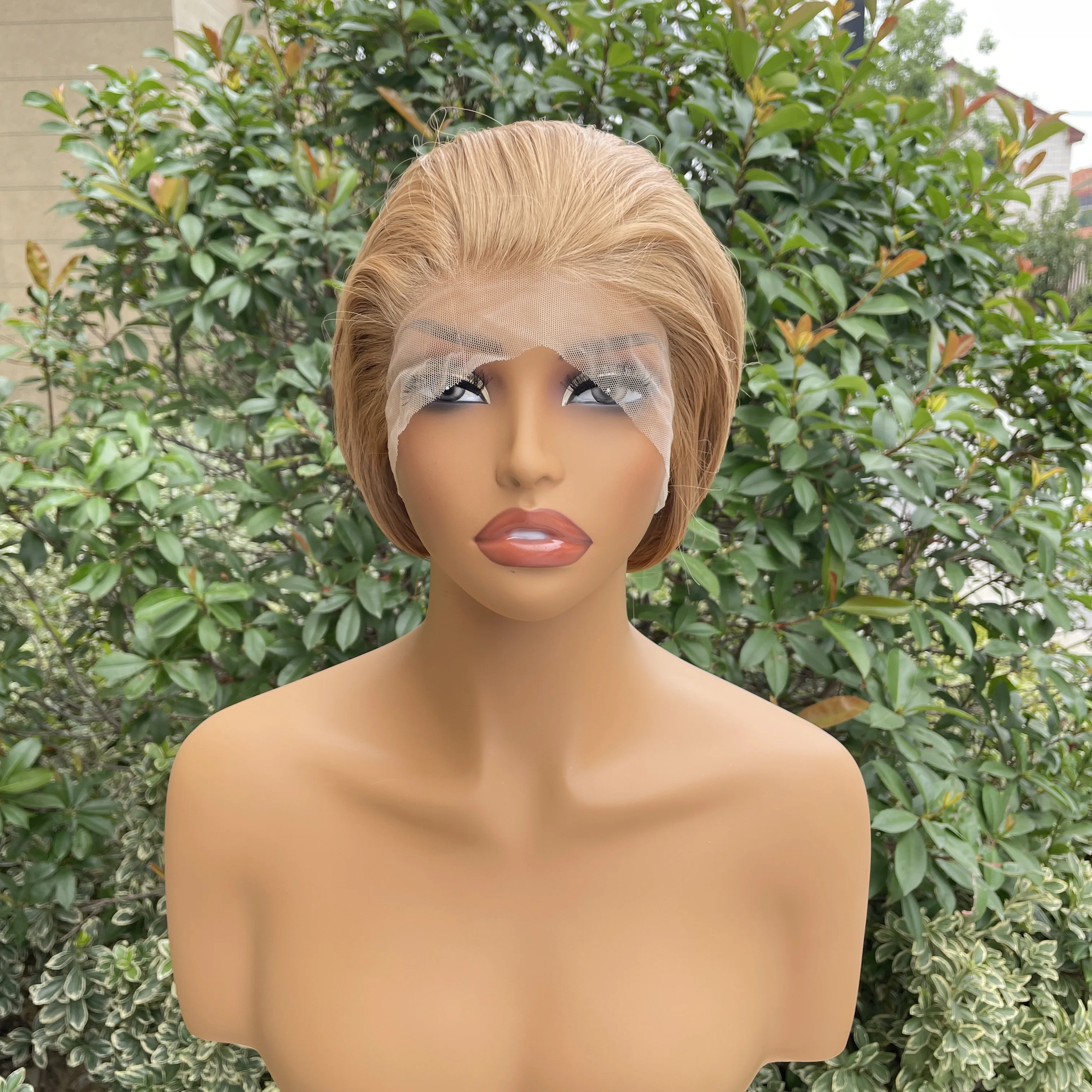 

Медово-коричневый короткий боб 13X4 Синтетические парики спереди для мужчин Косплей Хэллоуин Бесклеевые полузавязанные вручную синтетические парики для женщин