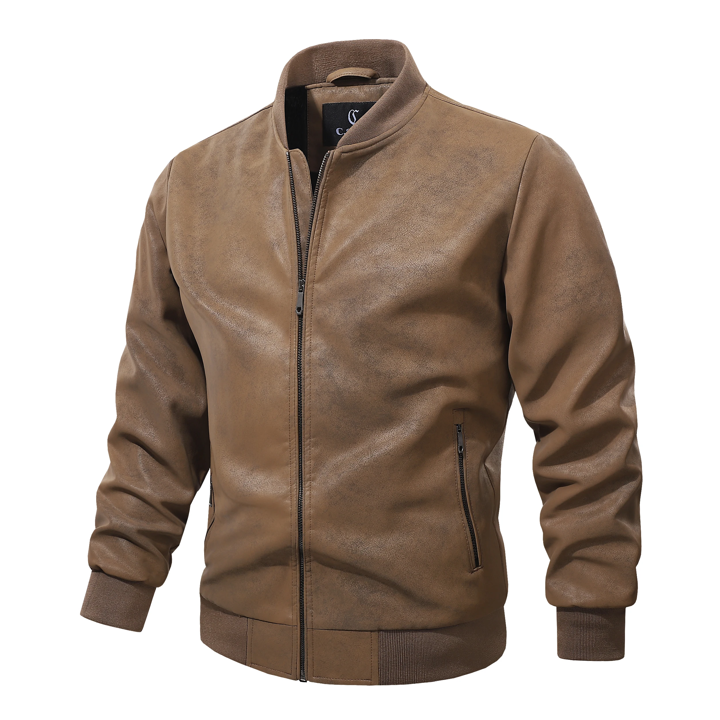 New Autumn/Winter American Vintage Solid Color Thickened Warm Leather Jacket Men's Casual Loose Sports High-Quality Outerwear