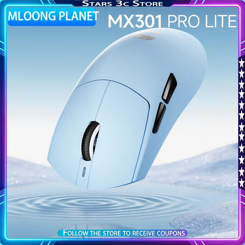 Mloong Planet MX301 PRO LITE Wireless Mouse Bluetooth Tri Mode TTC Golden Micro Switch Ergonomic Lightweight Design Gaming Mouse