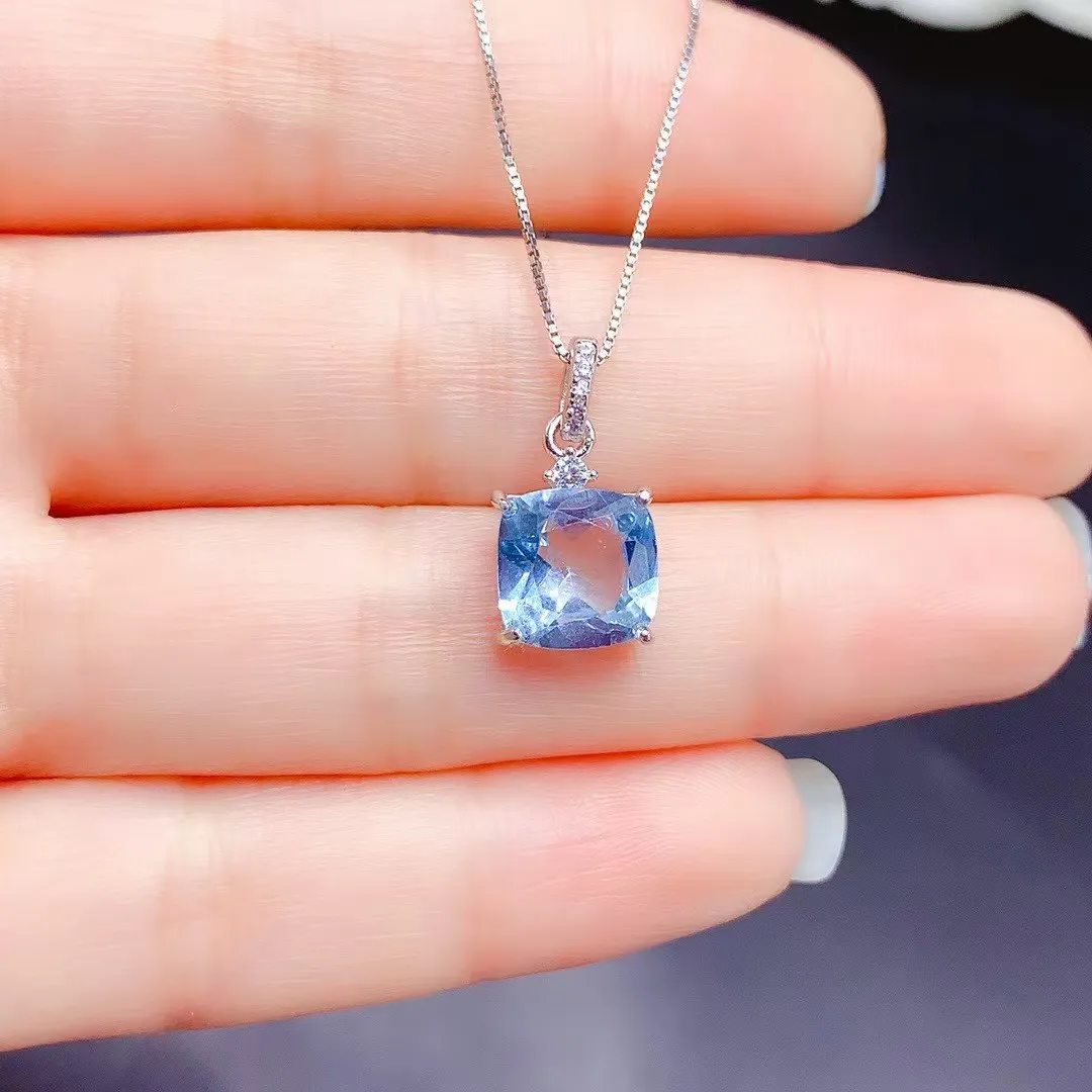 

Hot Sale 925 Silver Topaz Pendant 9mm 3ct Natural Topaz Necklace Pendant with 3 Layers 18K Gold Plating