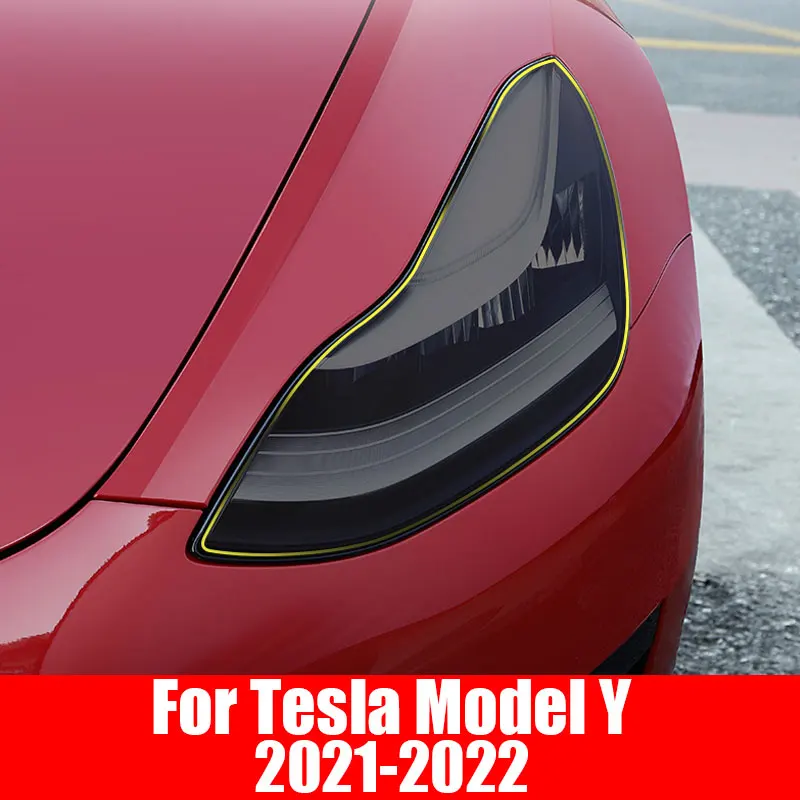 

Front Headlamp Car Styling Sticker For Tesla Model Y 2021 2022 Headlamps TPU Smoked Black Headlights Protector Film Accessories