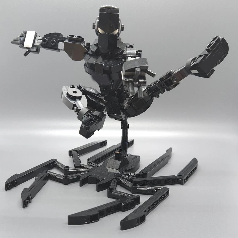 413 Uds. MOC Spider Manned Symbiote traje superhéroes marmoleado modelo de construcción regalos de navidad juguetes bloques arquitectura Idea