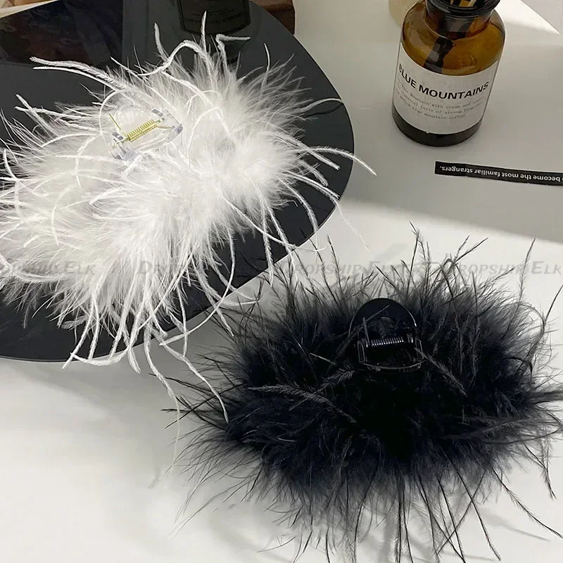 Super fada pena garra de cabelo macio pelúcia tubarão clipe senhoras caranguejo grampo de cabelo volta cabeça presilhas novo rabo de cavalo acessórios para o cabelo