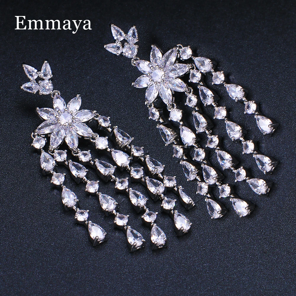 Emmaya Bridal Wedding Party Hot Sale AAA Zirconia Tassel Earring For Women&Girls Exquisite Dress-Up Charming Jewelry Fancy Gift