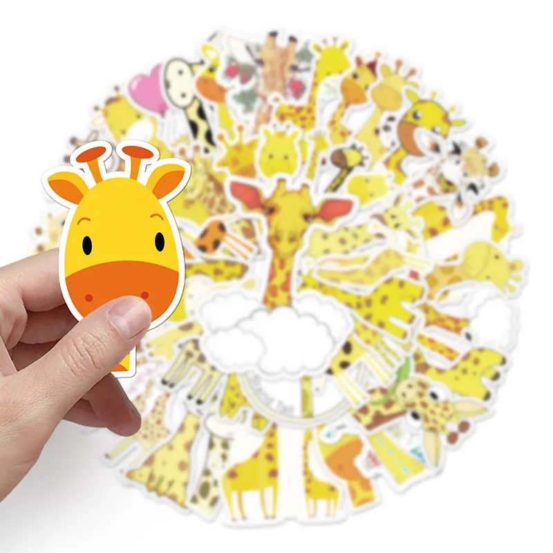 50Sheets Creative DIY Giraffe Stickers Cartoon Animal Suitcase Helmet Refrigerator Notebook Stickers Children's Gift Toy