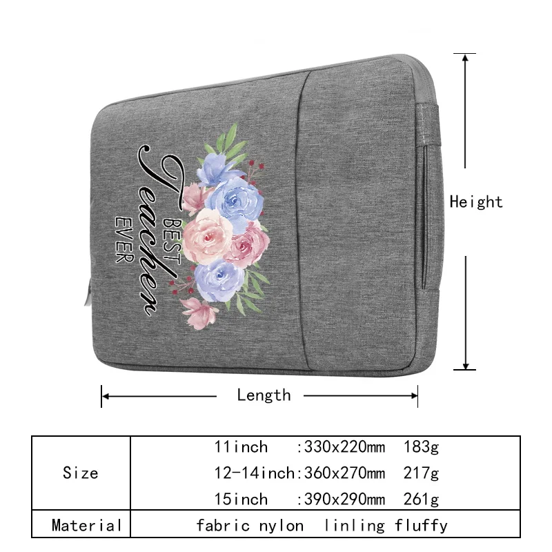 Teacher Pattern Laptop Sleeve Bag for 11 12 13 14 15 Inch Waterproof Handbag Protective Case for Macbook Air Pro Huawei Dell Hp