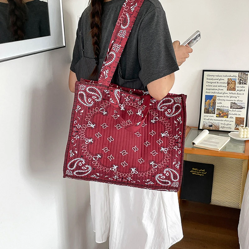 Böhmische Künstlerische Vintage-Blumenmuster-Tragetasche, Damen-Schultertasche, Große Vielseitige Handtasche für Pendeln, Arbeit und Einkaufen – Detail 9