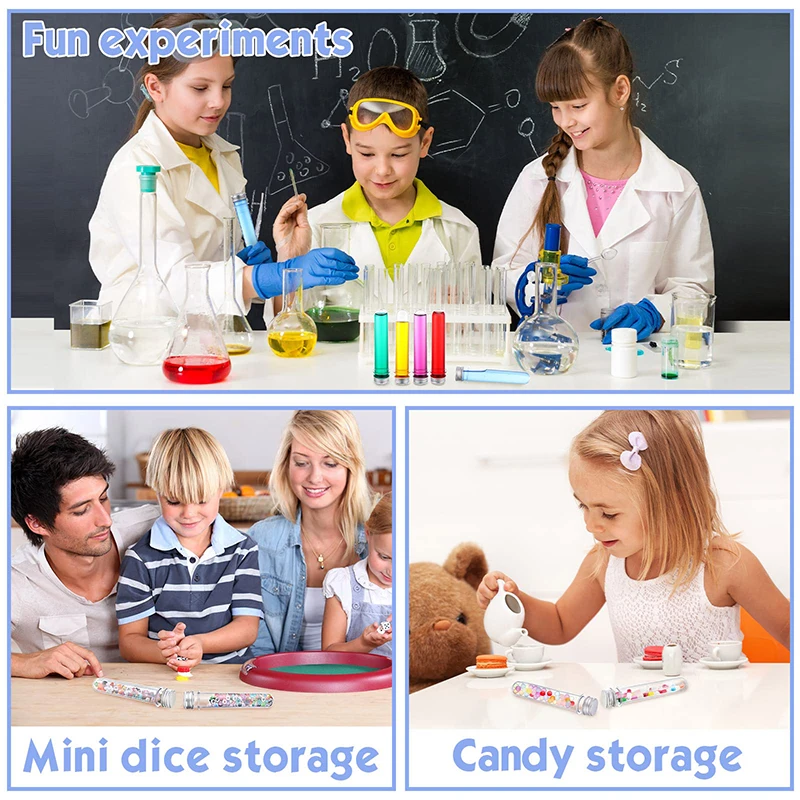 Plastic PET Test Tube com Alumínio Parafuso Tampas, Cilindro Tubos, Doces Container, Banho Sal Tubo, Transparente, 45ml, 20Pcs