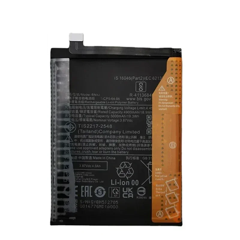 2024 Years 100% Original Battery 5000mAh BN5J For Xiaomi Redmi Note 12 5G / 12T Pro / POCO X5 5G Mobile Phone Batteries Bateria