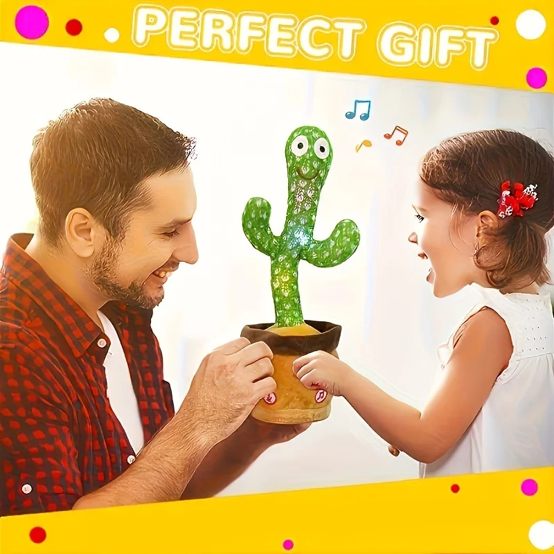 Juguete de Cactus parlante, Cactus bailando, juguete para bebé con iluminación, canto, imitando, juguetes para bebé, repetir lo que dice, registro de Cactus