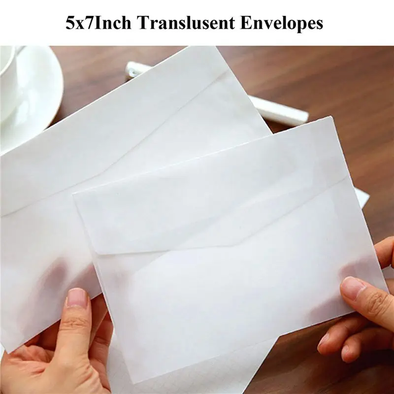 N36R-300PCS Blank Envelope Translucent Paper Envelopes Set Letter Vintage Wedding Invitation Envelopes For Cards
