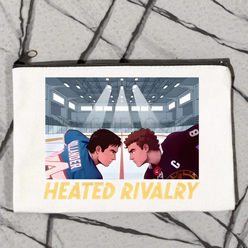 heated rivalry Women Canvas Cosmetic Bag Organizer Print Women Zipper Sundries Storage Makeup Bags Pouch Office Supplies