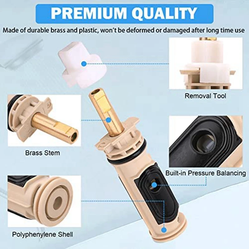 1222 Замена с 104421 съемным инструментом для удаления и зажимом, совместим с клапаном для ванны и душа, Комплект запчастей для ремонта