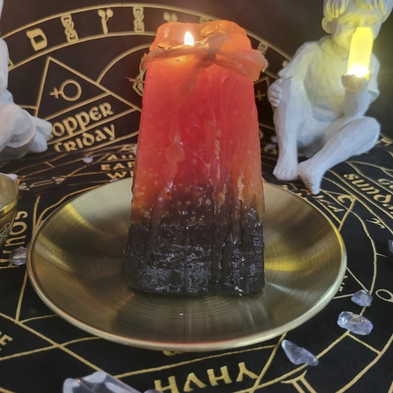 77HC Astrologie Pentagramm Kerzenständer Tischaltar Teller Kerze Kachel Wahrsagerei Wicca Zubehör Kerzenhalter Ritual Tablett