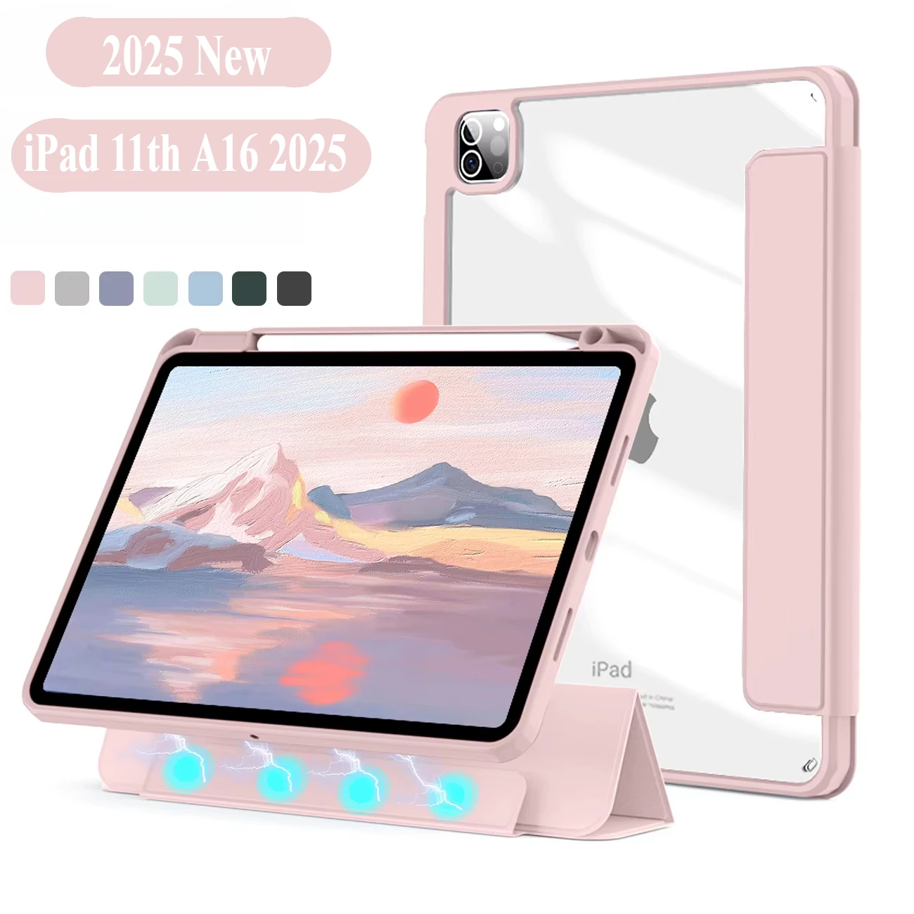 

2025 New for IPad 11th A16 2025 Case Pro Air 11 13 M3 M2 M4 12.9 " 9 8 7 6 5 4 Th 10th Mini 7 6 Funda Magnetic Separation Cover