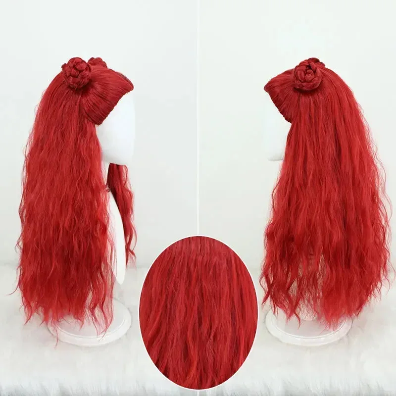 CyRise of Rot Cosplay Perücke Unisex 70 cm Langes Lockiges Wellenhaar Rote Perücke Cosplay Anime Hitzebeständige Synthetische Perücken Halloween