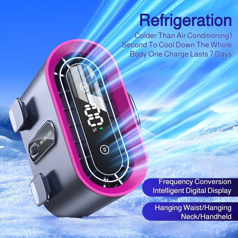 

2025 new waist hanging fan portable clip-on fan waist high-speed double-duct fan neck hanging deskto