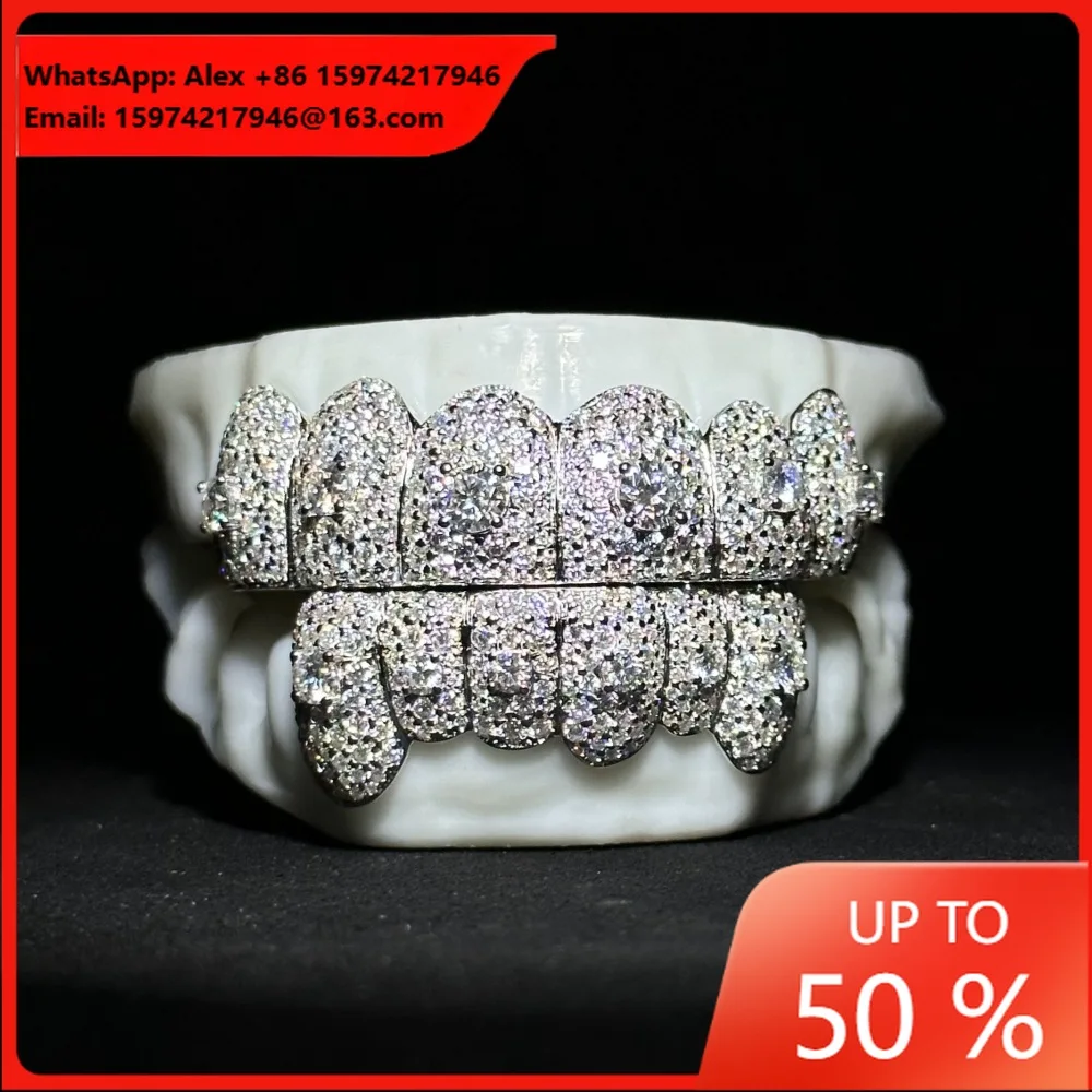 Cross-border Hot-selling Honeycomb Inlaid Moissanite Grill GRILLZ Hip-hop Diamond-inlaid Braces Manufacturer