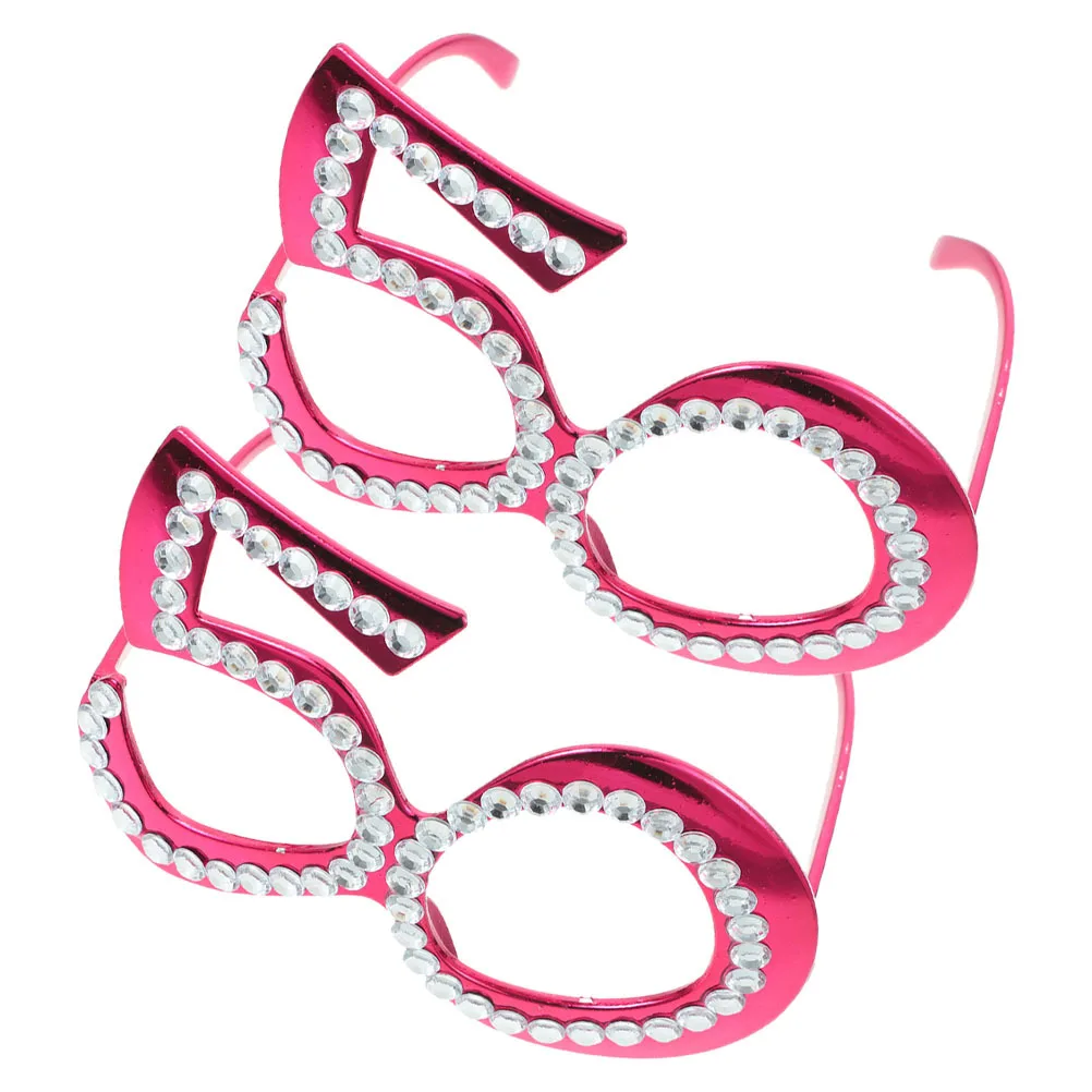 

2pcs 50Th Birthday Celebration Eyeglasses Plastic Frame Glitter Rhinestone Number Glasses For Adults Party Photo Props