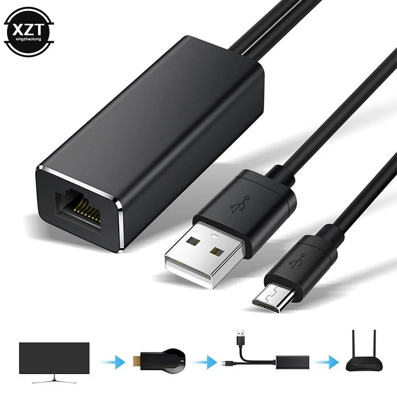 10/100 Mbps USB Ethernet Adapter Micro USB2.0 To RJ45 For Fire TV/Google TV Stick USB Network Card