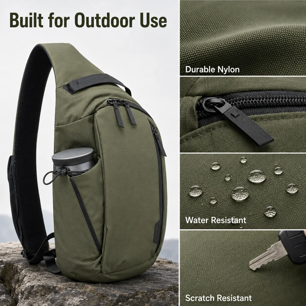Men Sling Chest Bag Waterproof Crossbody Shoulder Backpack Anti Theft Travel Pack Fits 11 Inch Tablet for Outdoor Commute