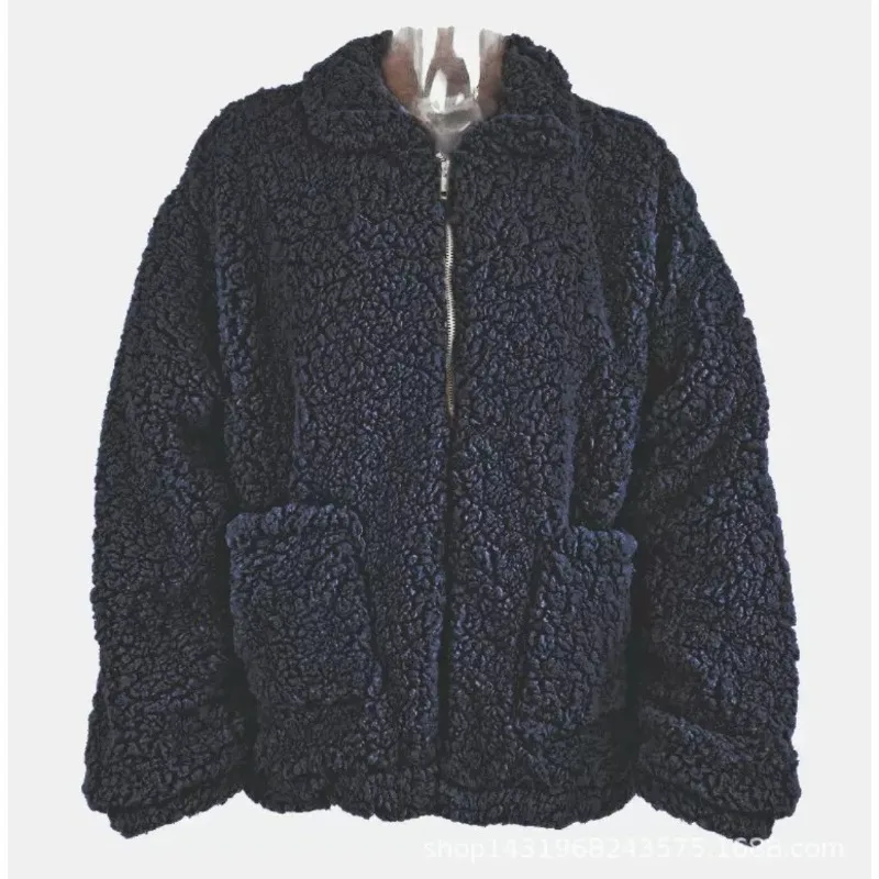 가을 겨울 가짜 모피 코트 여성 2025 캐주얼 따뜻한 소프트 지퍼 모피 자켓 플러시 오버 코트 포켓 플러스 사이즈 테디 코트 여성