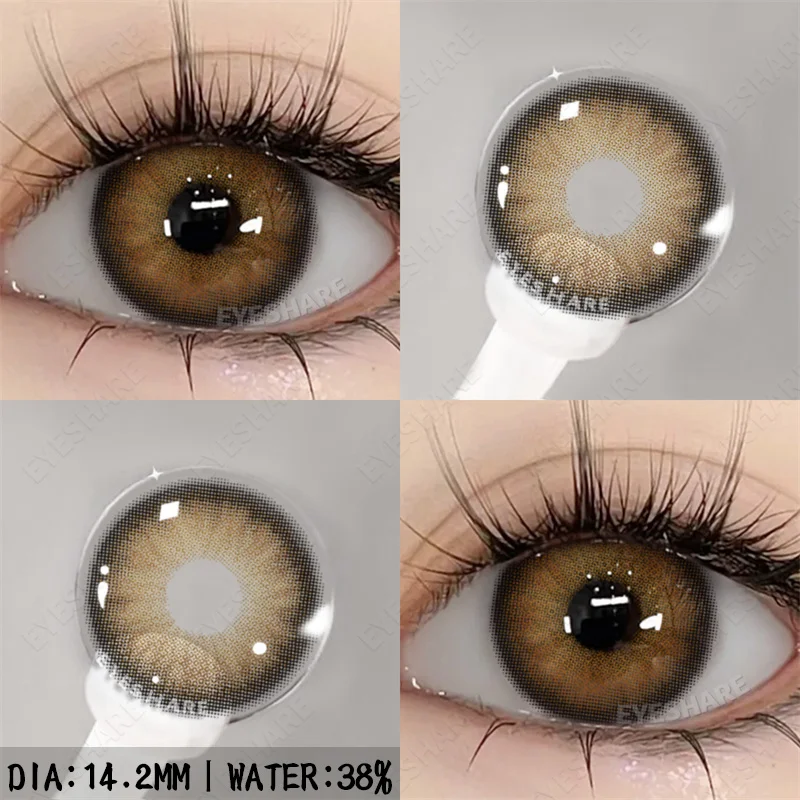EYESHARE 2 Stück farbige Kontaktlinsen mit Augen, natürliche blaue Kontaktlinsen, braune Schüler, Schönheit, graue Linsen, jährliche grüne Kontaktlinsen