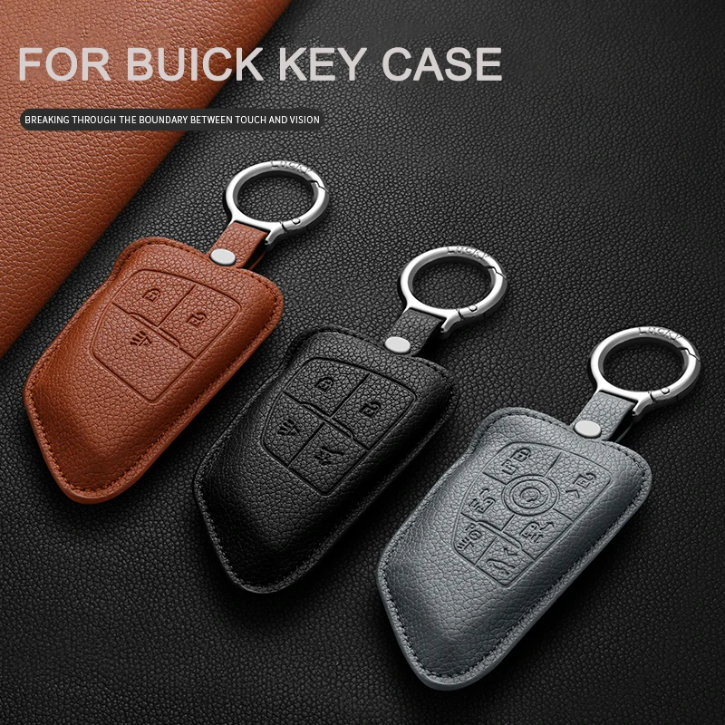 

Leather Car Remote Key Case Cover For Buick Envision S Plus Avenir For GMC Yukon Sierra For Chevrolet Silverado Suburban Tahoe