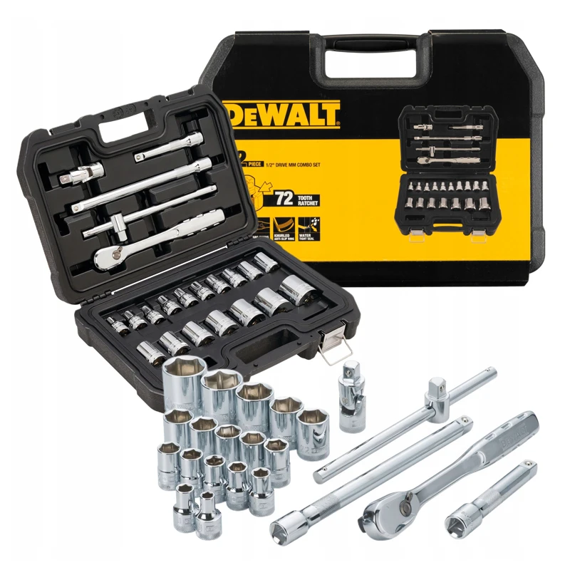 Imagem -02 - Dewalt Tool Acessórios Conjuntos de Manga Chave de Catraca Vela de Faísca Adaptador de Manutenção Mecânica Cromo Vanádio Combinação de Aço