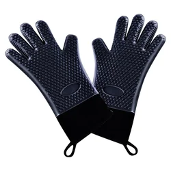 1Pc Double Layer BBQ Oven Gloves Silicone for Cooking Grilling Waterproof Mitts  kitchen utensils oven mitts