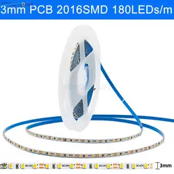 3mm Super wąska szerokość DC12V 5m 2016 LED Strip 180 led/m elastyczny pasek jasny biały, ciepły biały, niebieski, zielony, czerwony IP20 nie wodoodporny