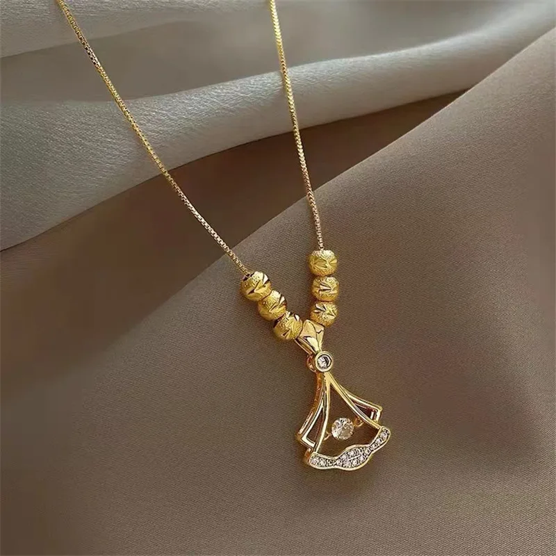 Exquisite Skirt, Zircon Pendant Necklace Women Light Luxury Temperament, Versatile Banquet Jewelry