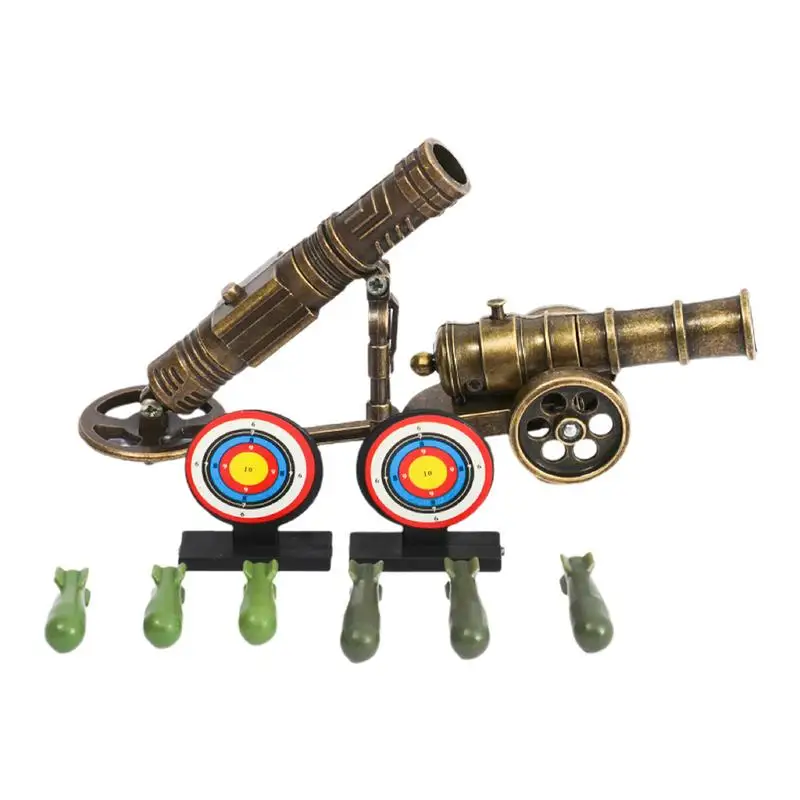 Mini Cannon Model Simulated Cannon Adjustable Catapult Toy Collectible Figurines Desktop Alloy Cannon For Bedroom Livingroom