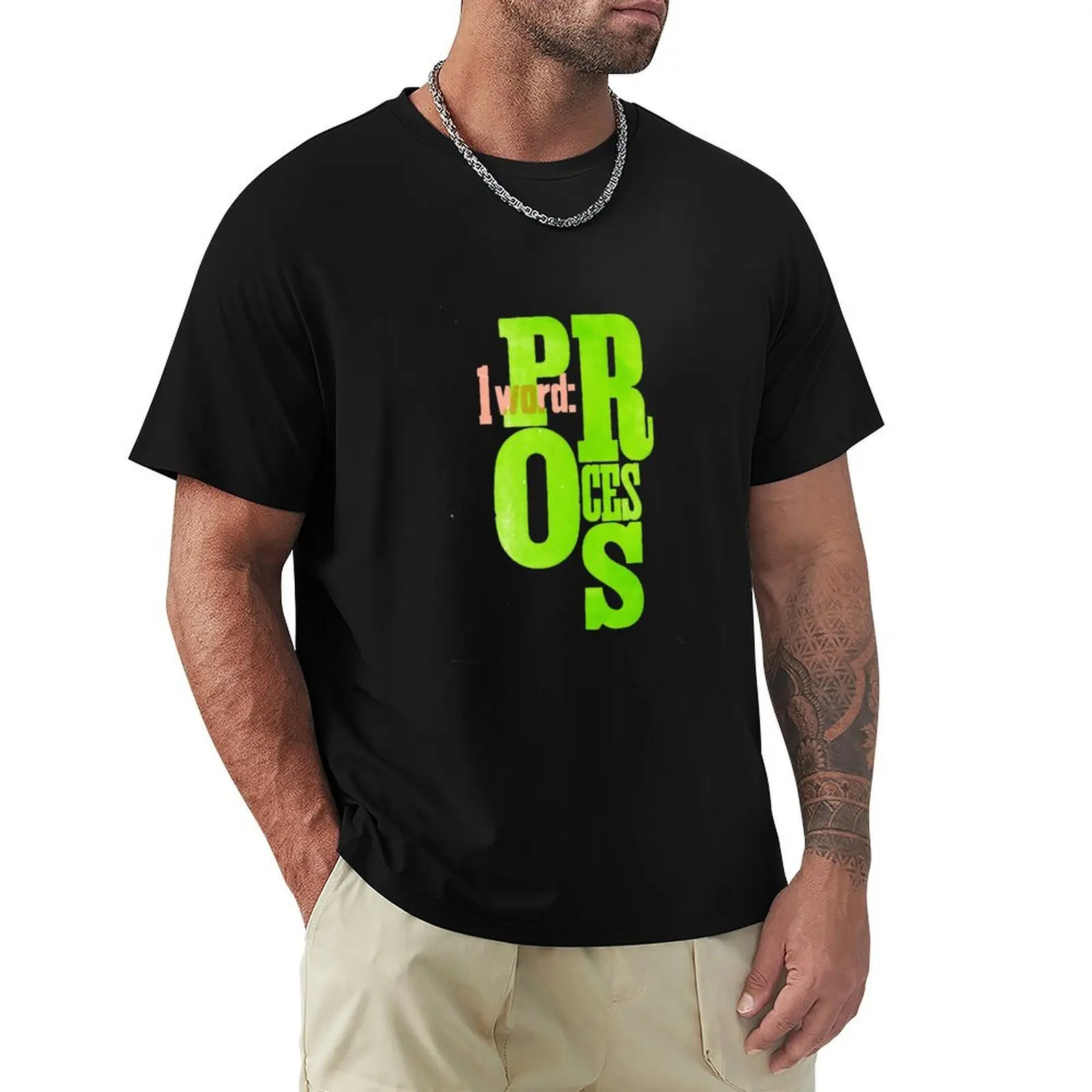 One Word: Process T-Shirt Basic Solid Color Casual Tee Shirt