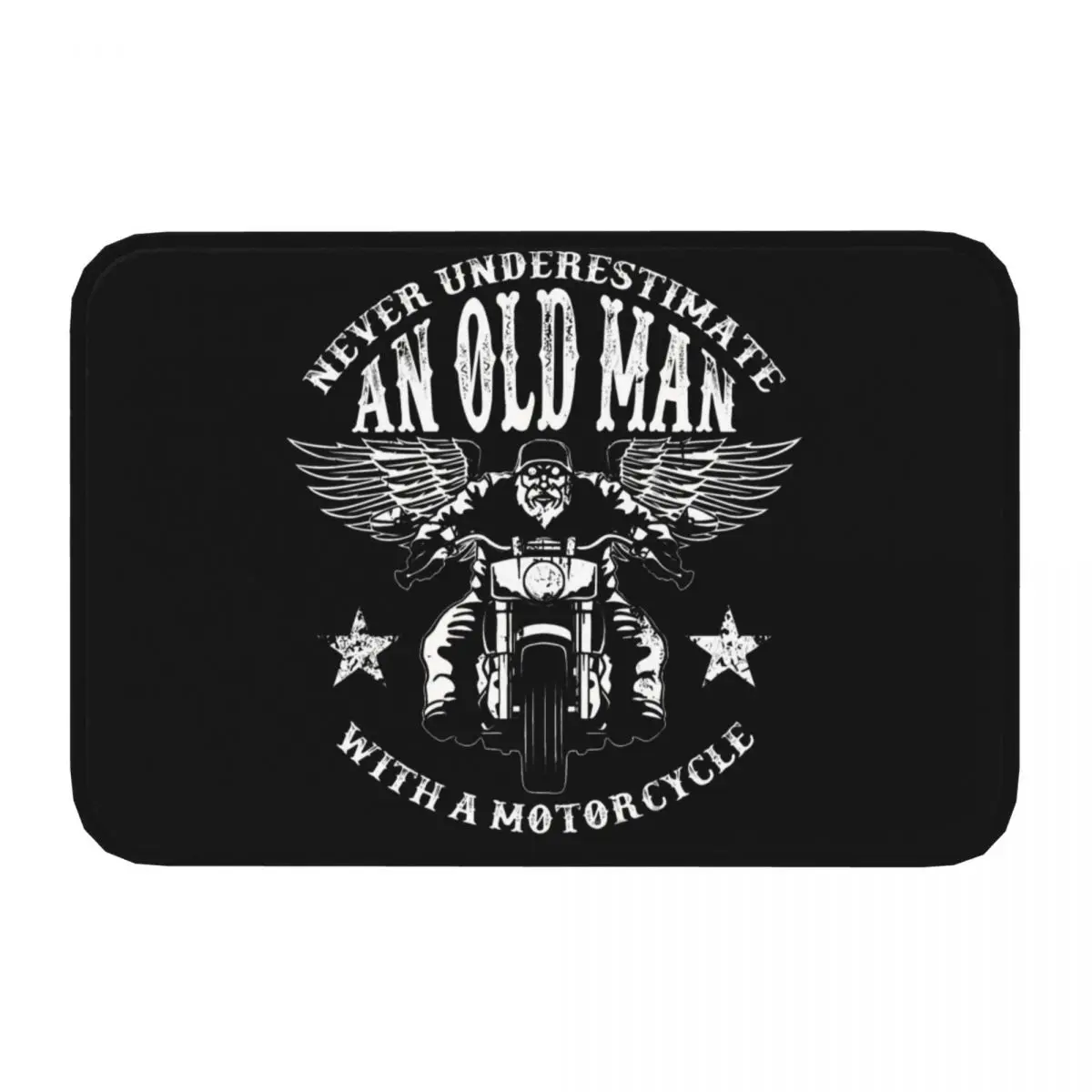 Motorcycle Cartoon Bath Non-Slip Carpet Never Underestimate An Old Man Living Room Mat Entrance Door Doormat Decoration Rug