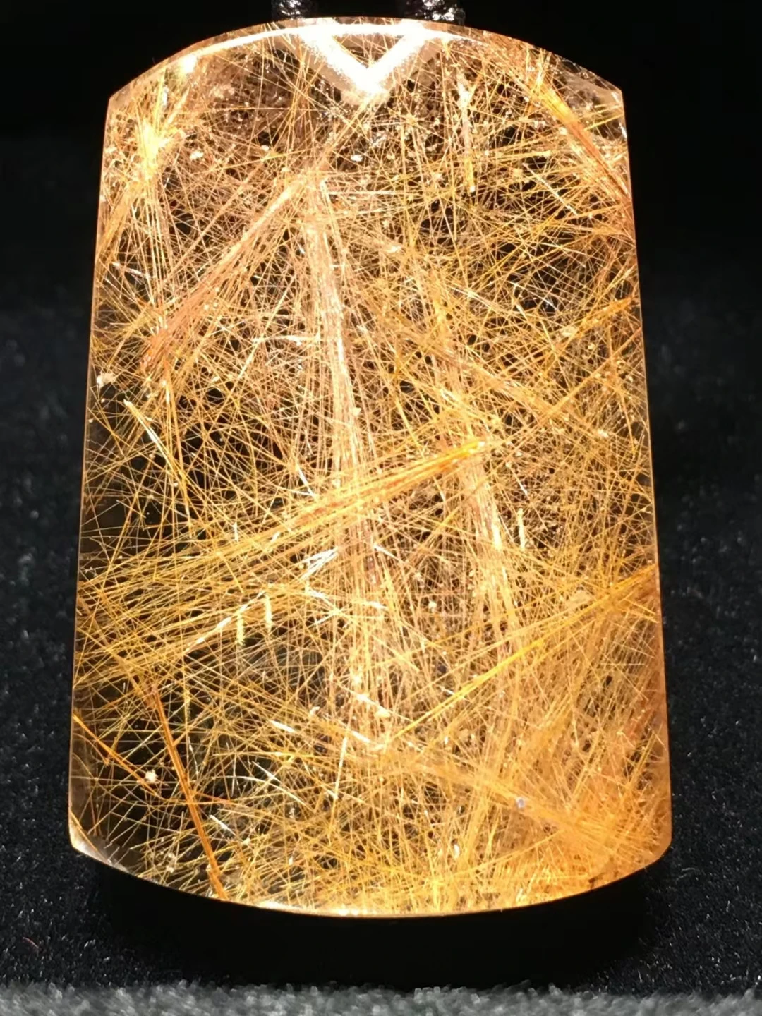 Natural Copper Rutilated Quartz Rectangle Pendant Rutilated Quartz Jewelry 36.9*24*9.2mm Bead Men Women Brazil AAAAAAA